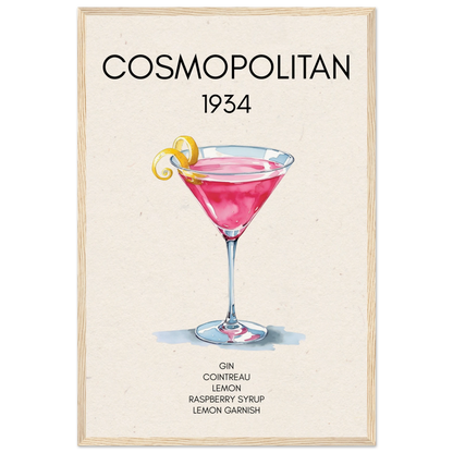 Cosmopolitan Cocktail Bar Art Print Light Wood Frame 40x60 cm 16x24″ Museum-Quality Matte Paper Wooden Framed Poster