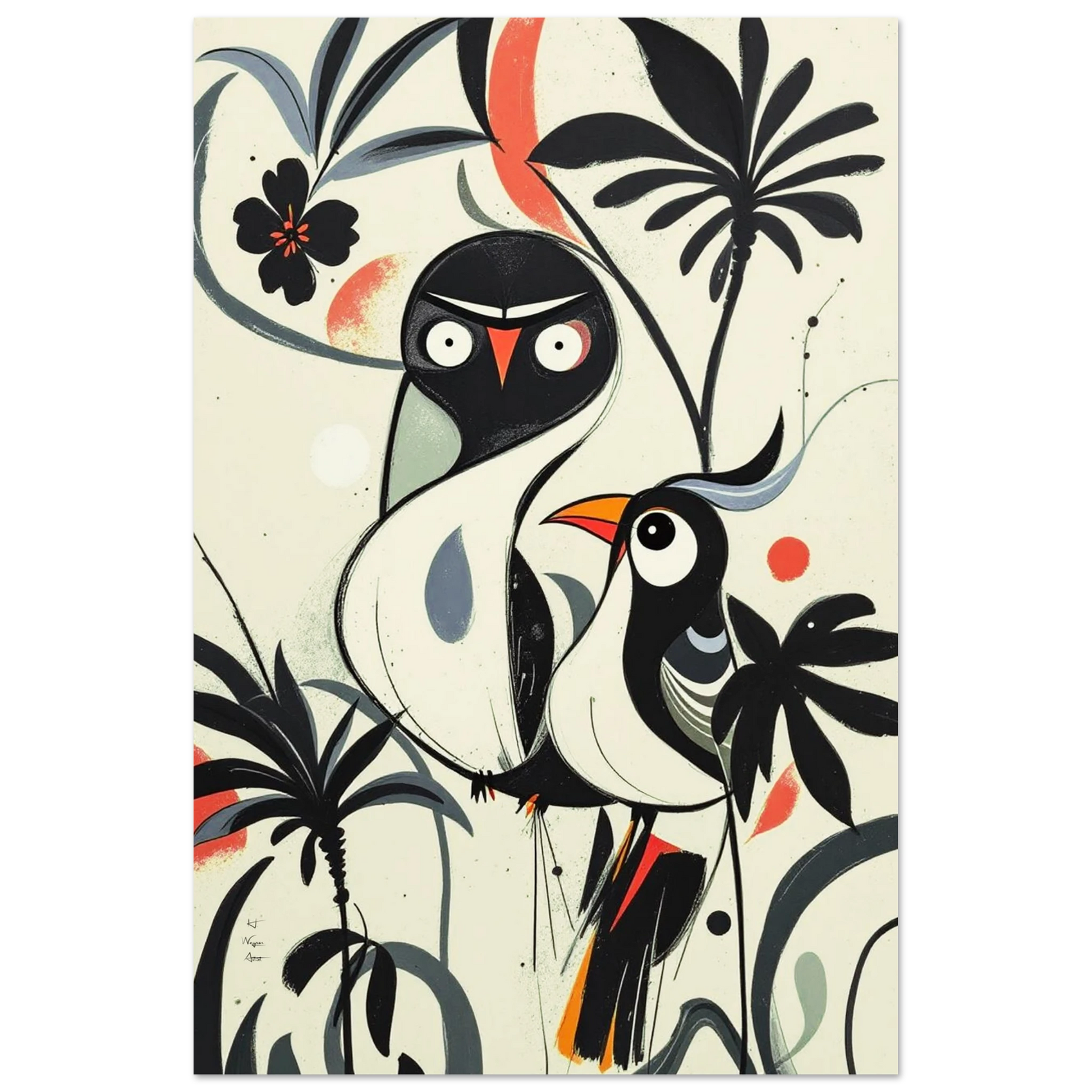 Abstract Bird Modern Tropical Art Print No Frame 30x45 cm 12x18″ Classic Matte Paper Poster