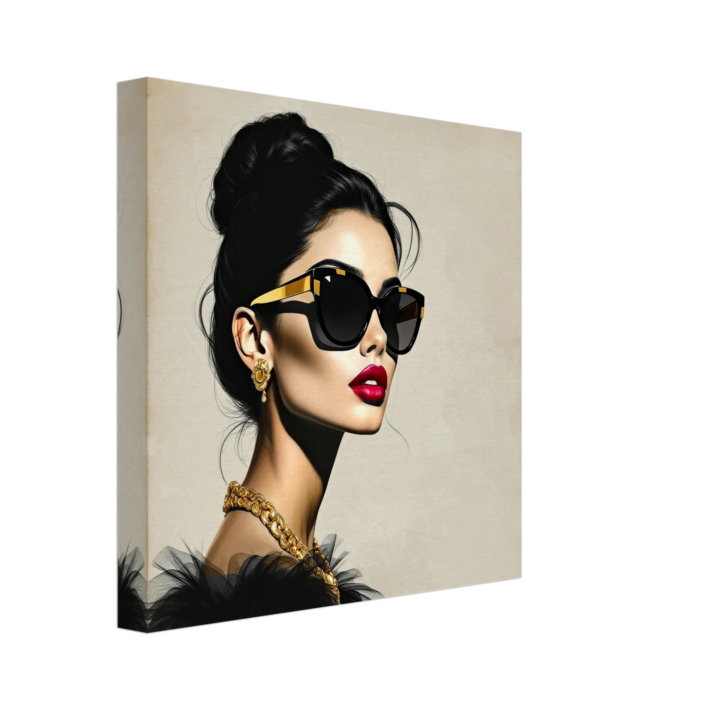 Golden Girl Chic Runway Model Art Print 30x30 cm 12x12″ Gallery Wrapped Canvas