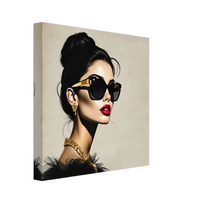 Golden Girl Chic Runway Model Art Print 30x30 cm 12x12″ Gallery Wrapped Canvas