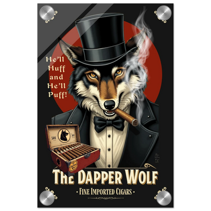 Smoking Wolf Speakeasy Cigar Art Print 20x30 cm 8x12″ Sleek Acrylic Print No Frame