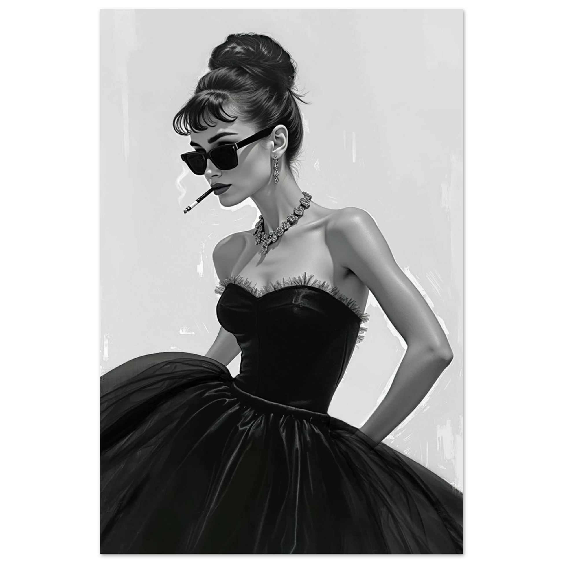 Audrey Hepburn Smoking Fashion Art Print No Frame 30x45 cm 12x18″ Classic Matte Paper Poster