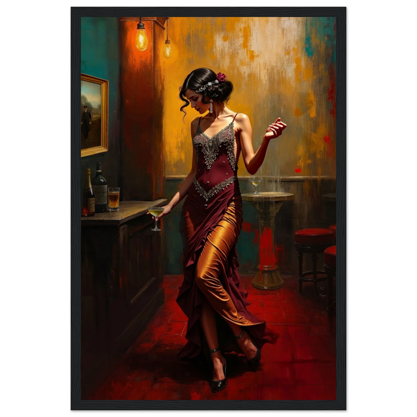 Speakeasy Flapper Art Prohibition Poster Print No Frame 60x90 cm 24x36″ Gallery Wrapped Canvas