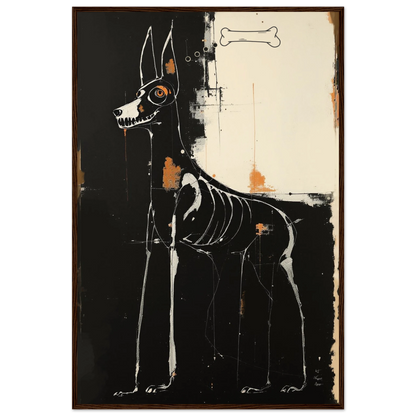 X-ray Skeleton Dog Abstract Art Poster Print 60x90 cm 24x36″ Premium Matte Paper Wooden Framed Poster Dark Brown Wood Frame