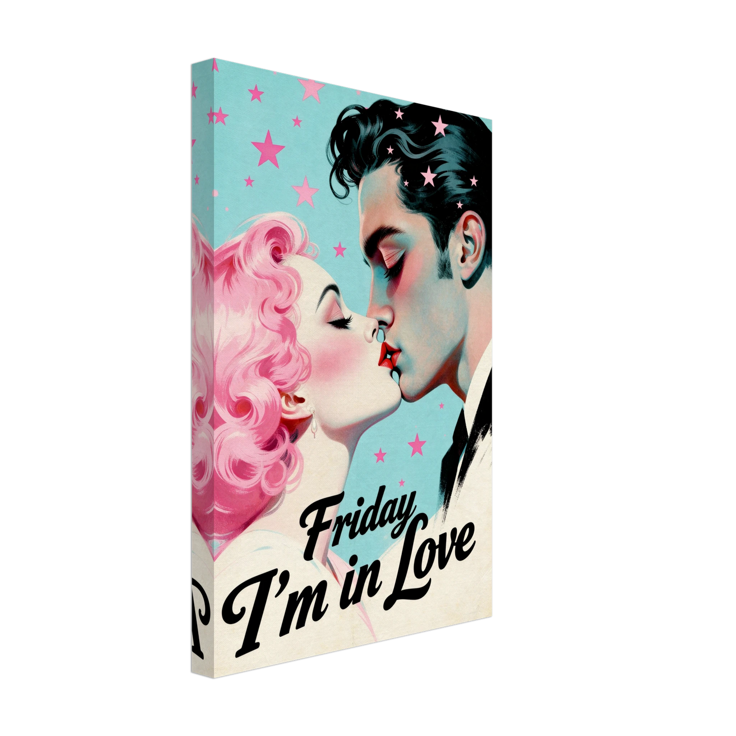 Friday I'm In Love - Retro Romantic Art Print 12x18″ Gallery Wrapped Canvas - 1.5" Mirrored Sides