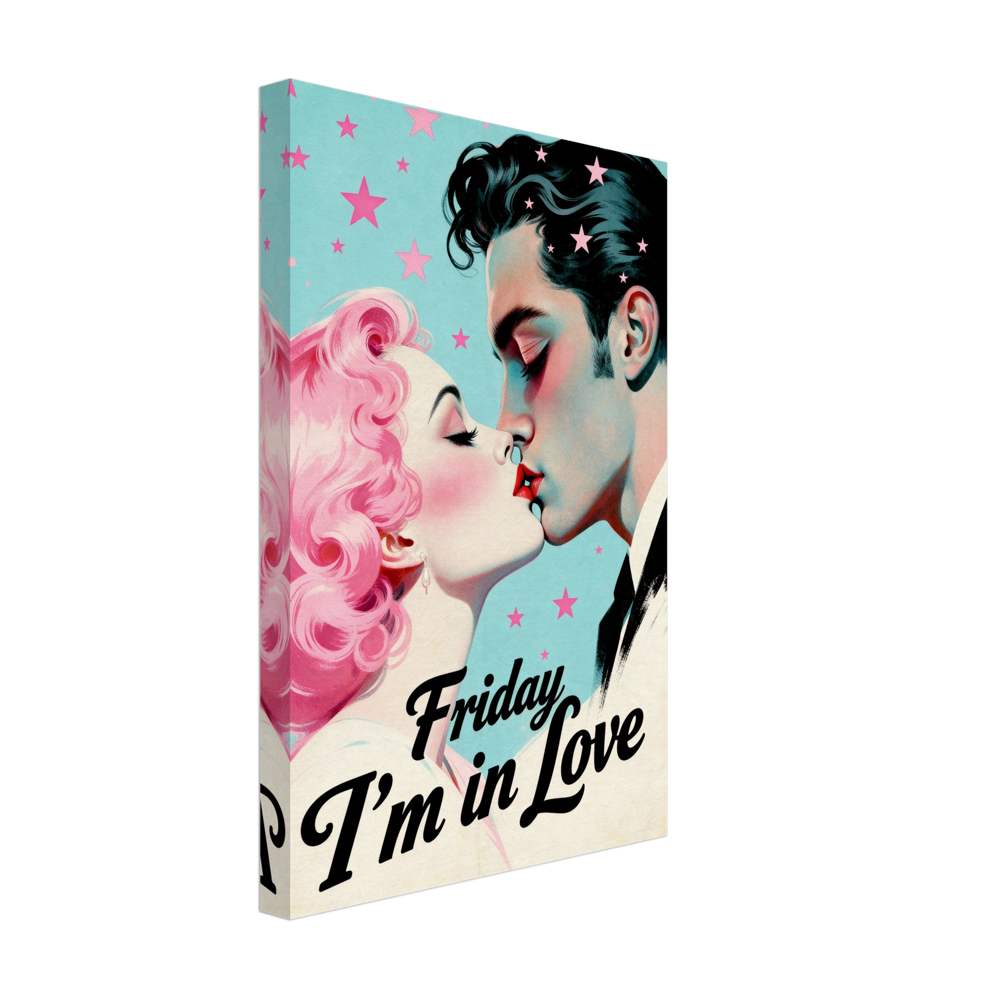 Friday I'm In Love - Retro Romantic Art Print 12x18″ Gallery Wrapped Canvas - 1.5" Mirrored Sides