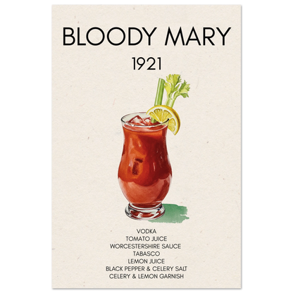 Bloody Mary Cocktail Bar Art Print No Frame 30x45 cm 12x18″ Museum-Quality Matte Paper Poster
