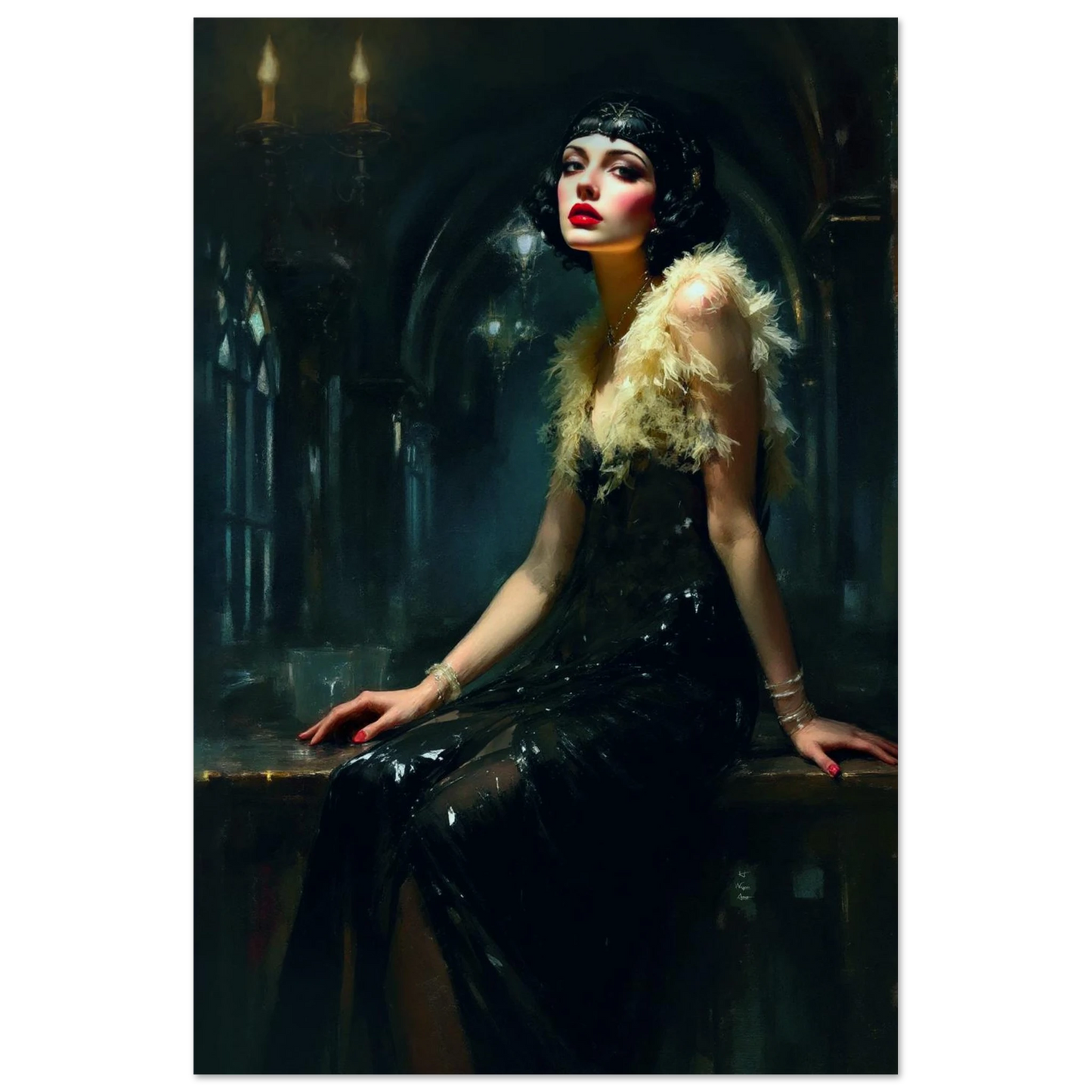 Speakeasy 1920s Flapper Art Print 30x45 cm 12x18″ Museum-Quality Matte Paper Poster No Frame