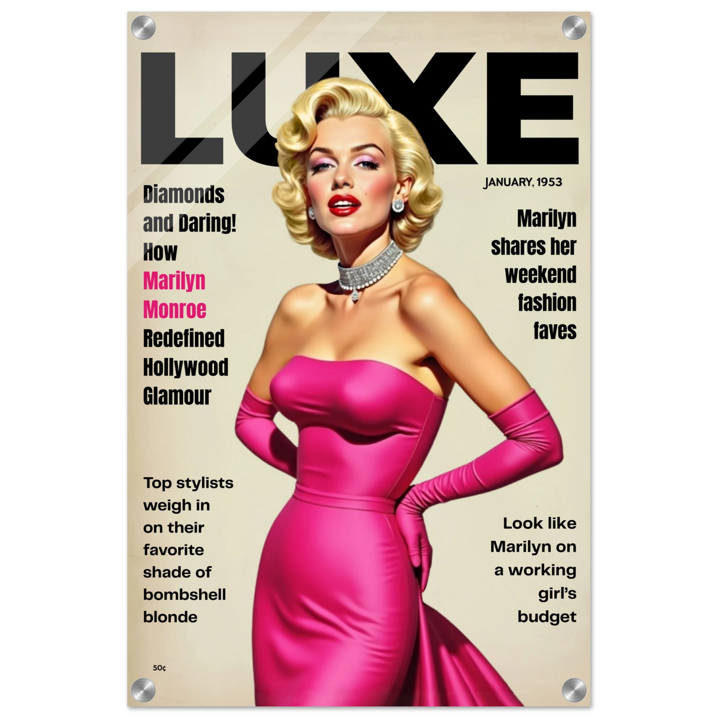 Marilyn Monroe Old Hollywood Art Print No Frame 40x60 cm 16x24″ Sleek Acrylic Print