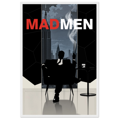 Mad Men Don Draper Retro Art Print White Wood Frame 40x60 cm 16x24″ Premium Matte Framed Poster