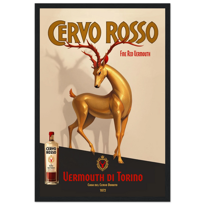 Art Deco Golden Deer Cocktail Bar Poster Print 30x45 cm 12x18″ Classic Matte Paper Wooden Framed Poster Black Wood Frame