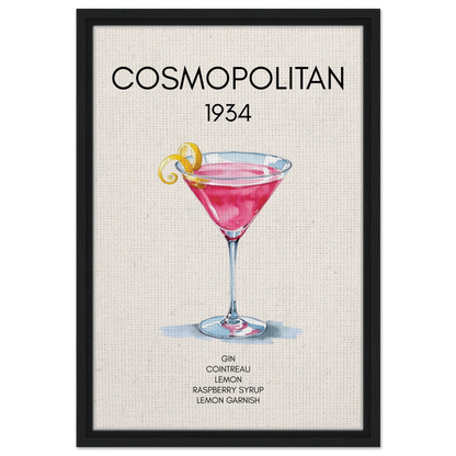Cosmopolitan Cocktail Bar Art Print Black Wood Frame 40x60 cm 16x24″ Framed Canvas