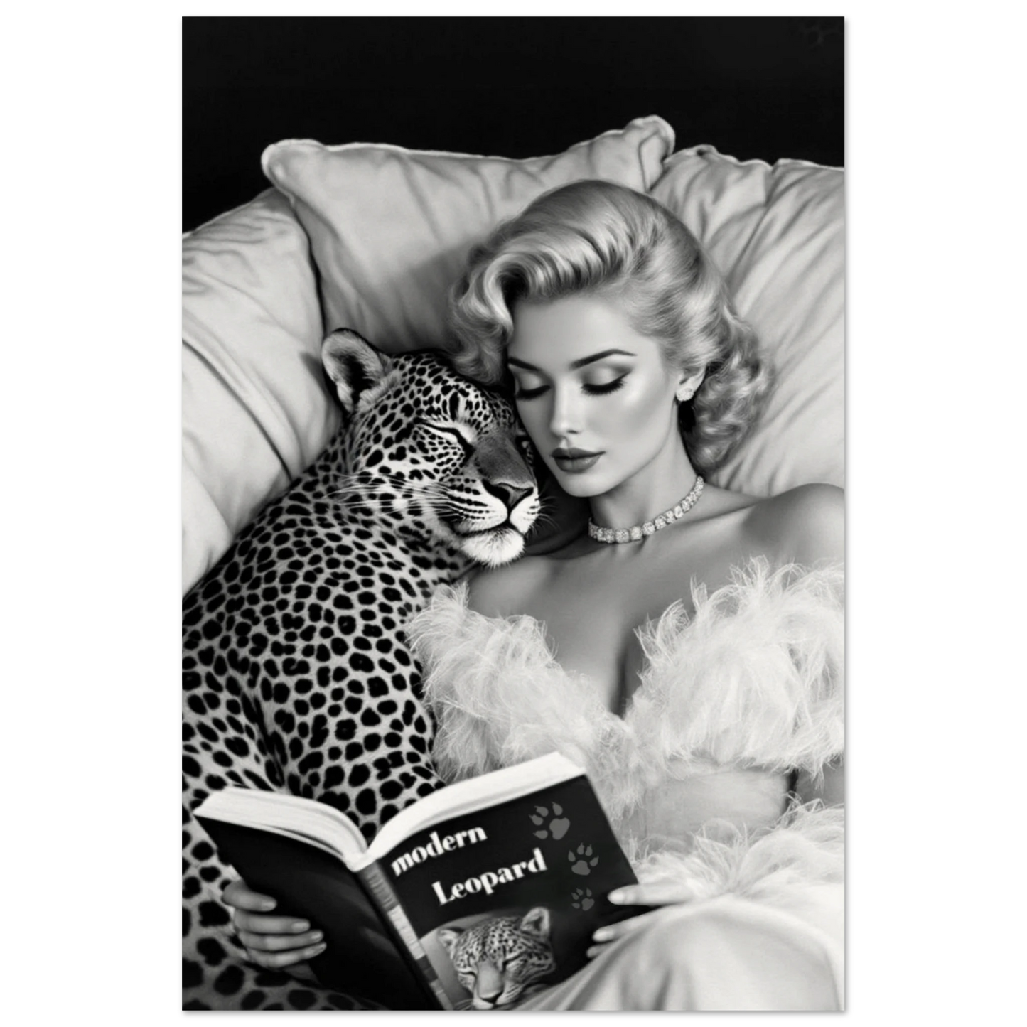 Hollywood Starlet Leopard Cat Art Print 30x45 cm 12x18″ Museum-Quality Matte Paper Poster No Frame