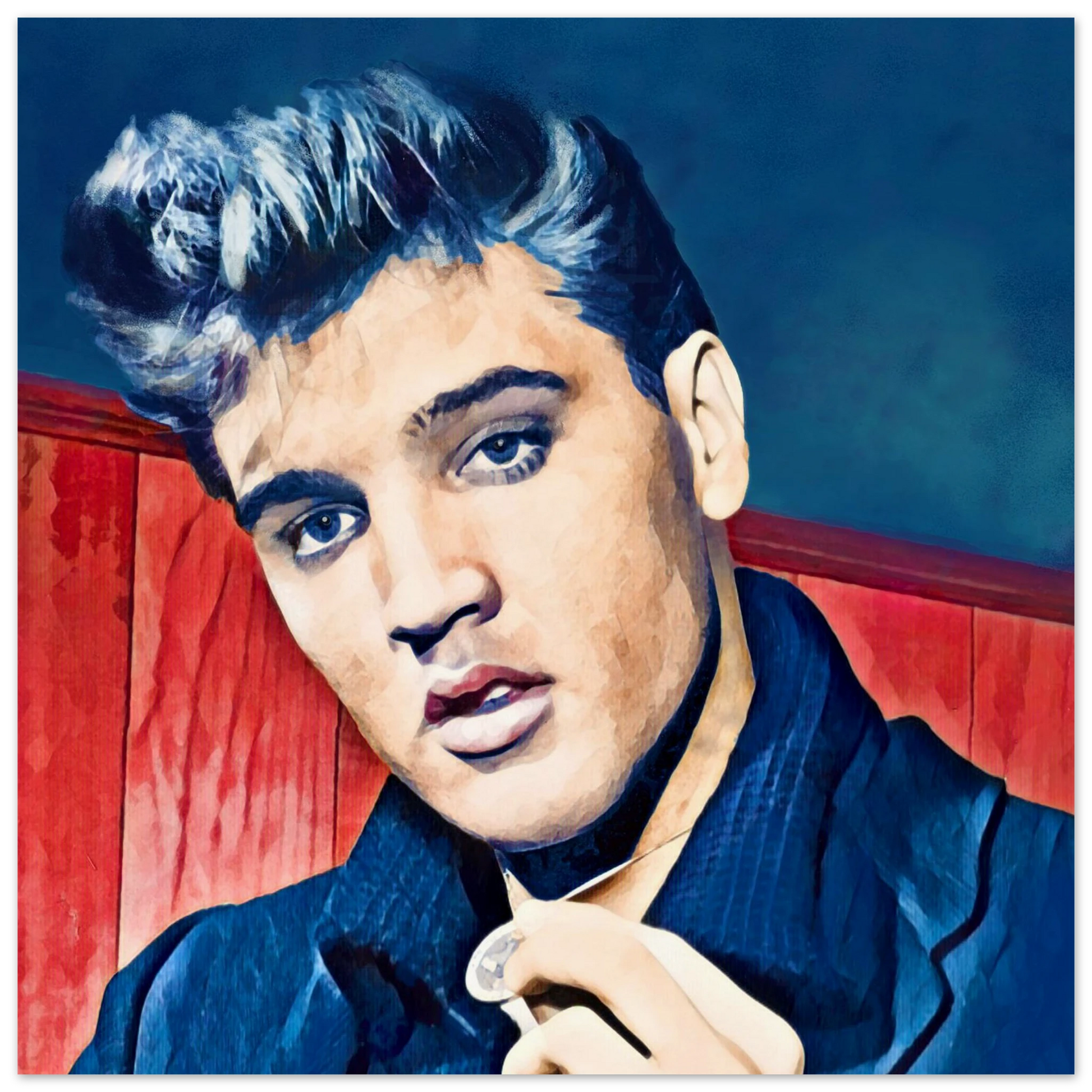 Young Elvis Presley Art Print No Frame 50x50 cm 20x20″ Museum-Quality Matte Paper Poster