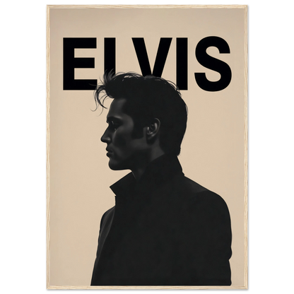 Young Elvis Presley Silhouette Art Print Light Wood Frame 70x100 cm 28x40″ Classic Matte Wooden Framed Poster