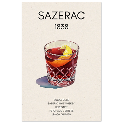 Sazerac Cocktail Bar Art Print No Frame 30x45 cm 12x18″ Museum-Quality Matte Paper Poster