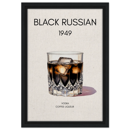 Black Russian Cocktail Bar Art Print Black Wood Frame 30x45 cm 12x18″ Framed Canvas