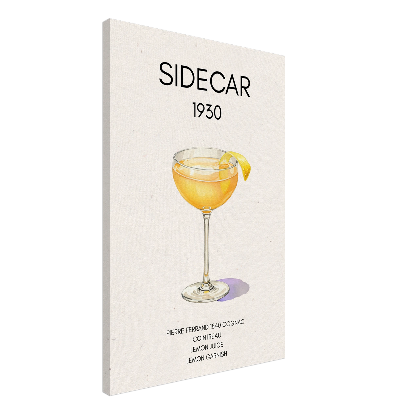 Sidecar Cocktail Bar Poster Print Black Wood Frame 30x45 cm 12x18″ Framed Canvas