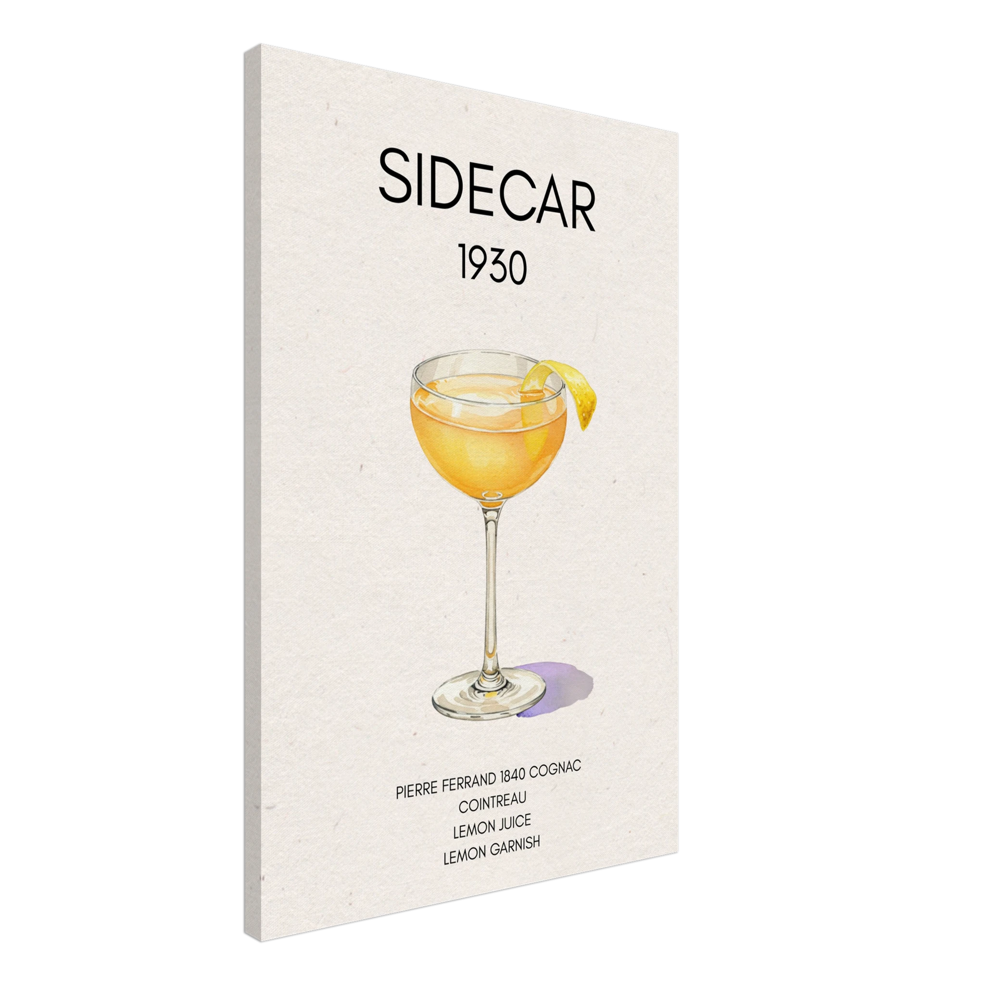 Sidecar Cocktail Bar Poster Print Black Wood Frame 30x45 cm 12x18″ Framed Canvas