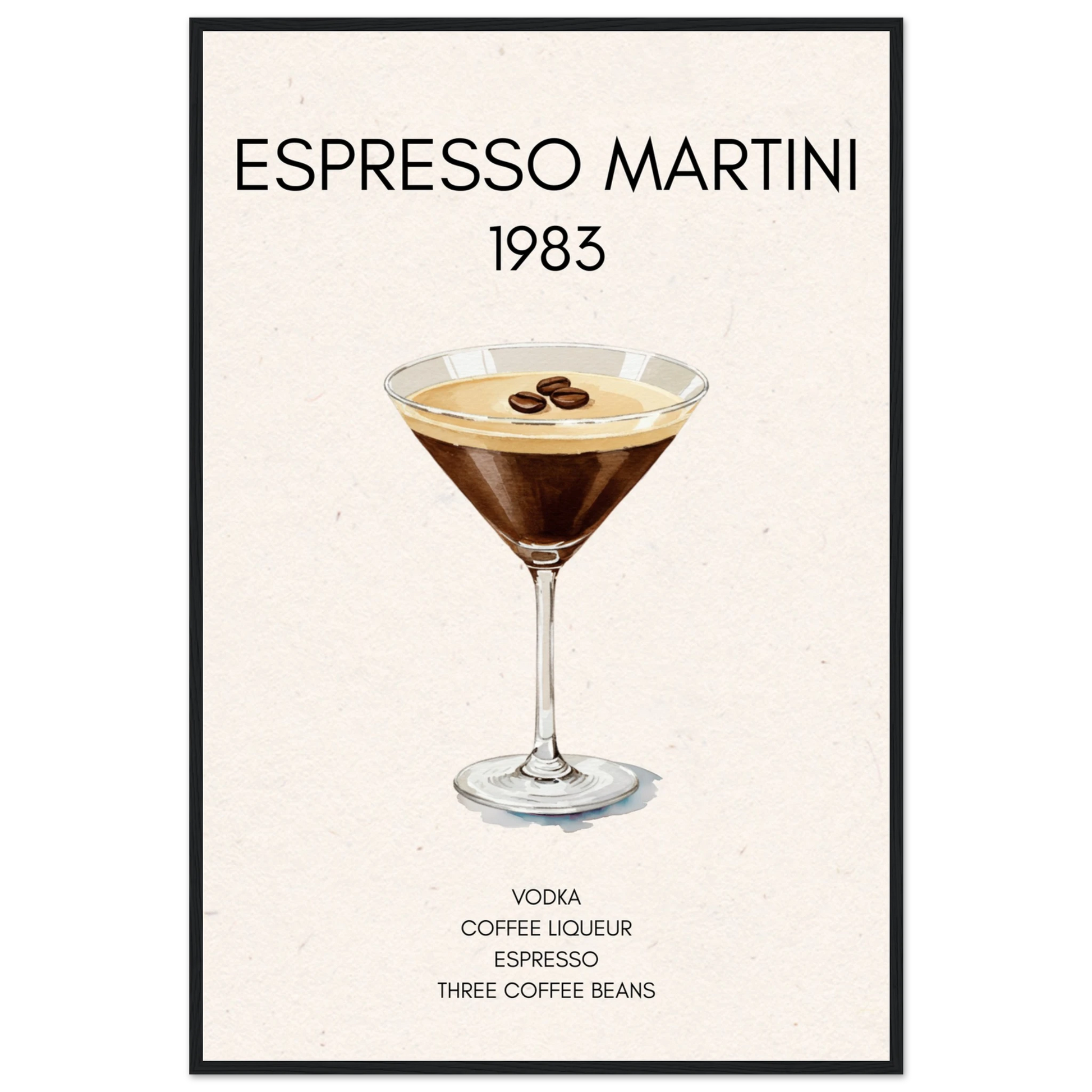 Espresso Martini Cocktail Bar Poster Print Black Wood Frame 60x90 cm 24x36″ Classic Matte Paper Wooden Framed Poster