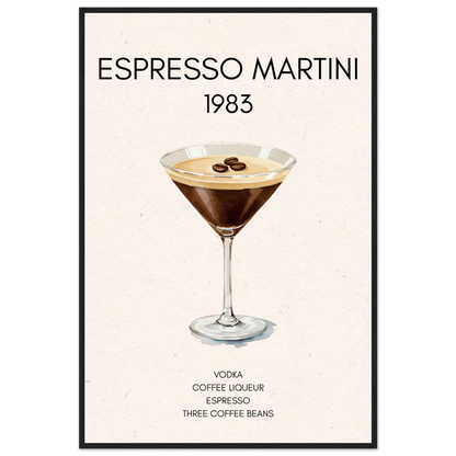 Espresso Martini Cocktail Bar Poster Print Black Wood Frame 60x90 cm 24x36″ Classic Matte Paper Wooden Framed Poster
