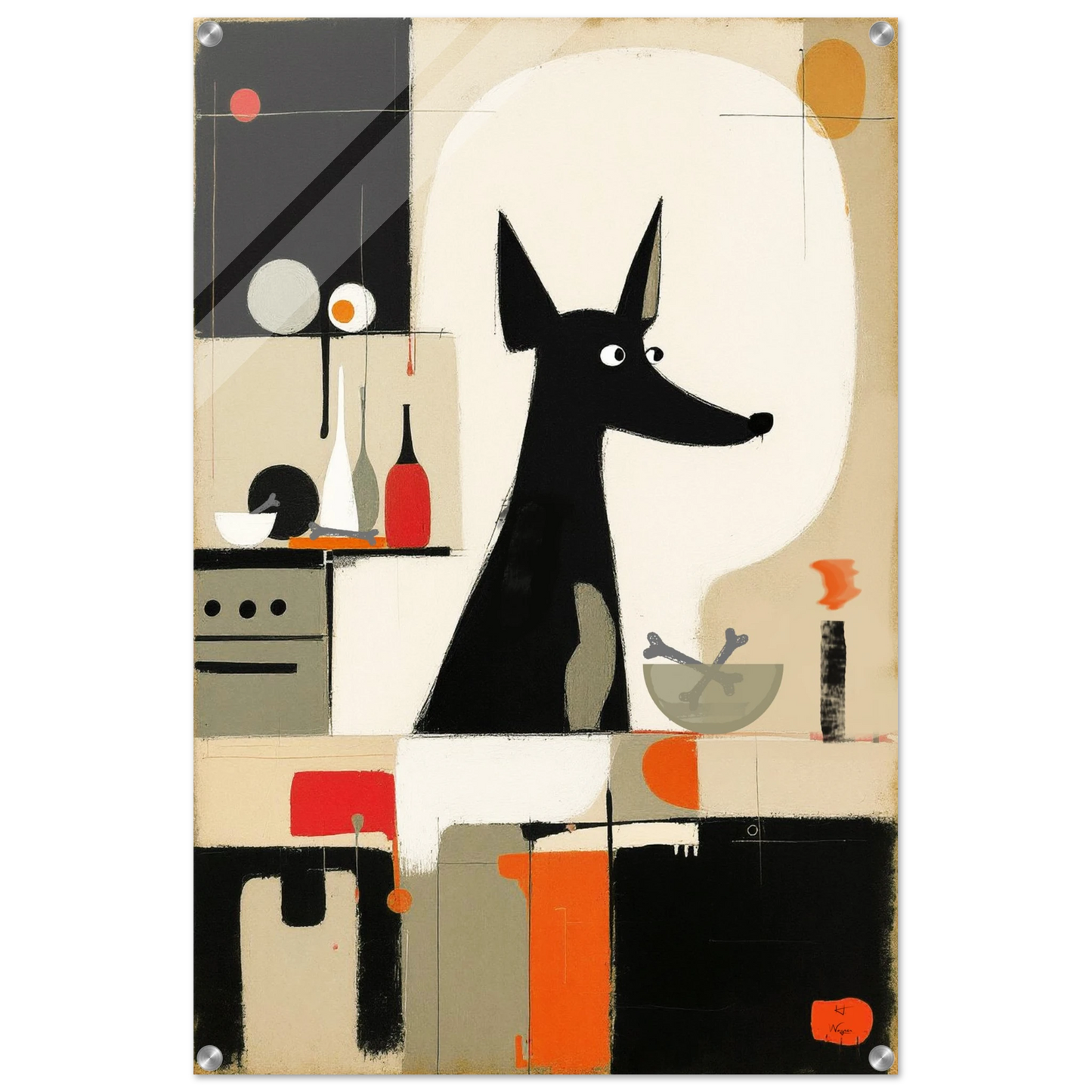Modern Quirky Abstract Dog Art Print No Frame 60x90 cm 24x36″ Sleek Acrylic Print