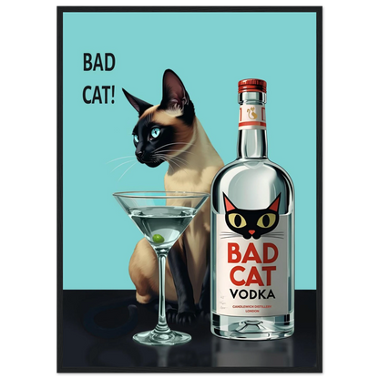 Siamese Cat Retro Martini Cocktail Bar Art Print No Frame 70x100 cm 28x40″ Museum-Quality Matte Paper Poster