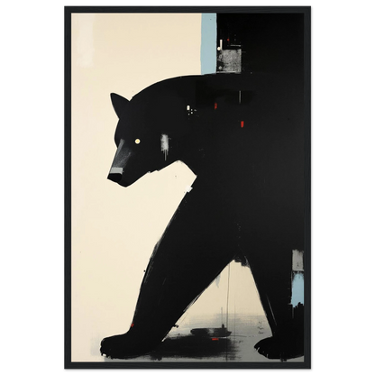 Minimalist Abstract Black Bear Art Poster Print Black Wood Frame 40x60 cm 16x24″ Premium Matte Wooden Framed Poster