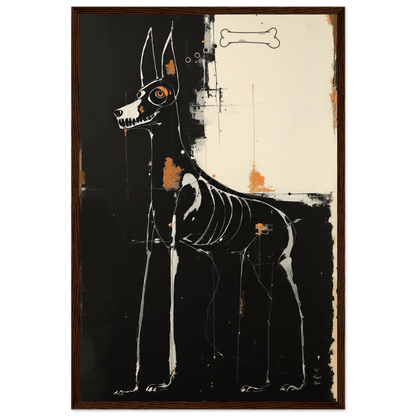 X-ray Skeleton Dog Abstract Art Poster Print 40x60 cm 16x24″ Premium Matte Paper Wooden Framed Poster Dark Brown Wood Frame