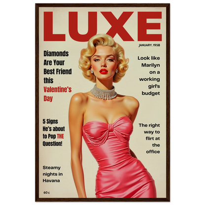 Marilyn Monroe Hollywood Glam Art Print 40x60 cm 16x24″ Museum-Quality Matte Paper Wooden Framed Poster Dark Brown Wood Frame