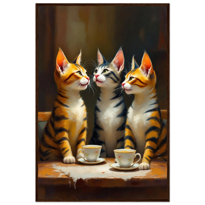 Tabby Cat Vintage Kitchen Art Print 60x90 cm 24x36″ Premium Matte Framed Poster Dark Brown Wood Frame