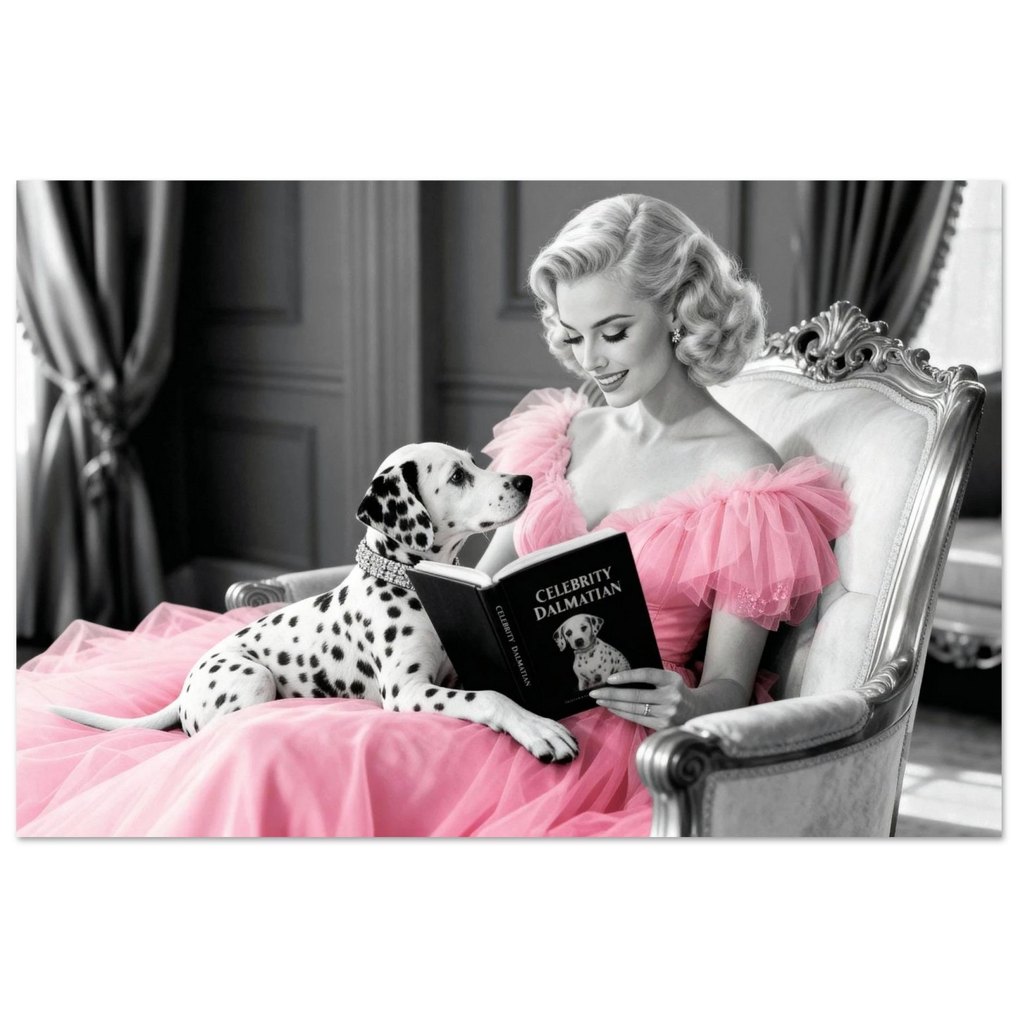 Hollywood Starlet Dalmatian Puppy Art Print 40x60 cm 16x24″ Premium Matte Poster
