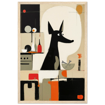 Modern Quirky Dog Lover Art Print Light Wood Frame 30x45 cm 12x18″ Museum-Quality Matte Paper Wooden Framed Poster