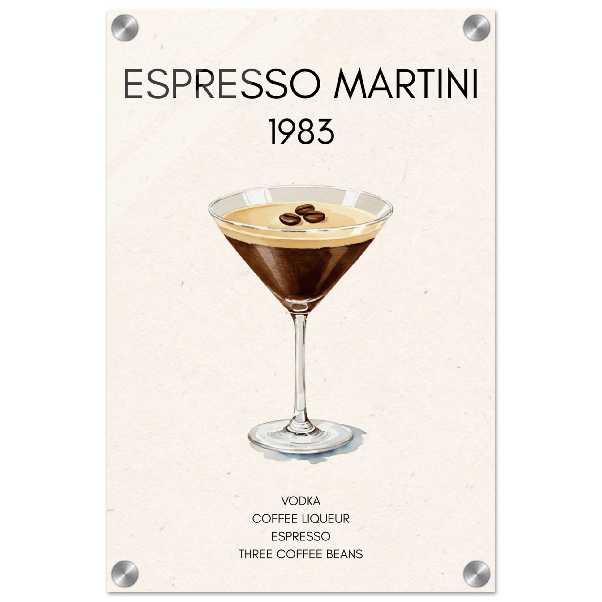 Espresso Martini Cocktail Bar Poster Print No Frame 30x45 cm 12x18″ Sleek Acrylic Print