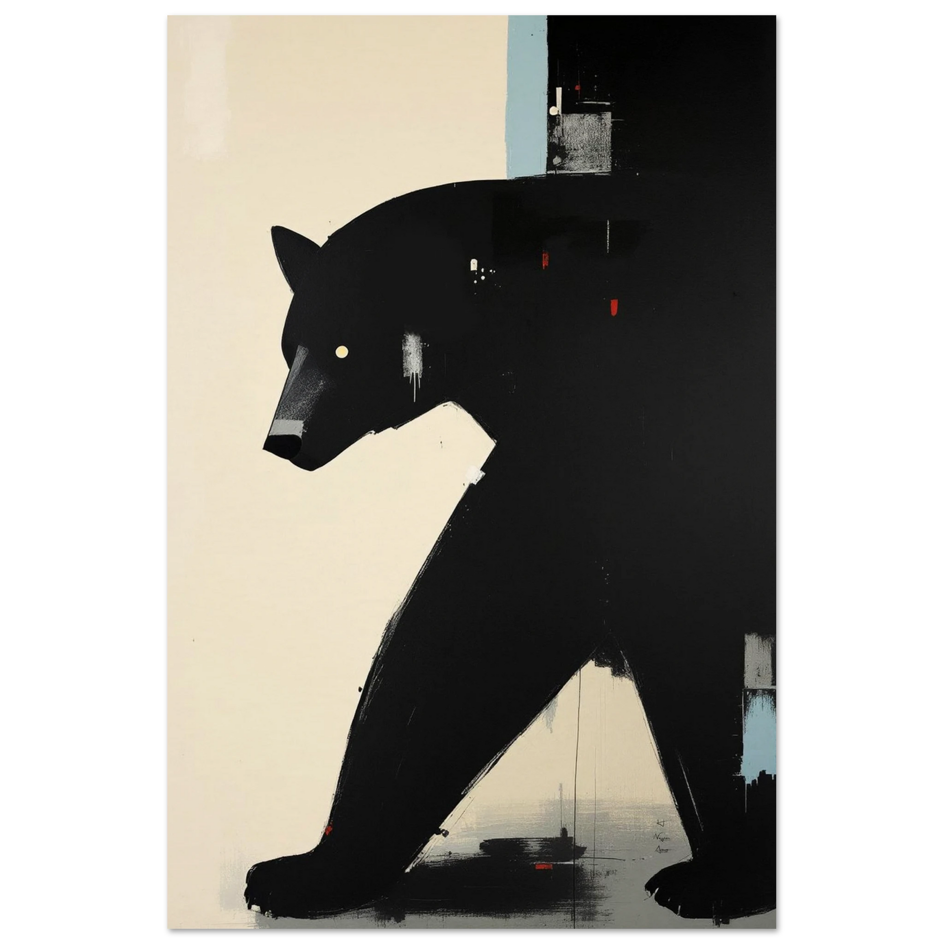Minimalist Abstract Black Bear Art Poster Print No Frame 60x90 cm 24x36″ Museum-Quality Matte Paper Poster