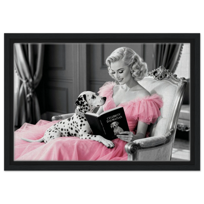 Hollywood Starlet Dalmatian Puppy Art Print 30x45 cm 12x18″ Framed Canvas - Black Wood