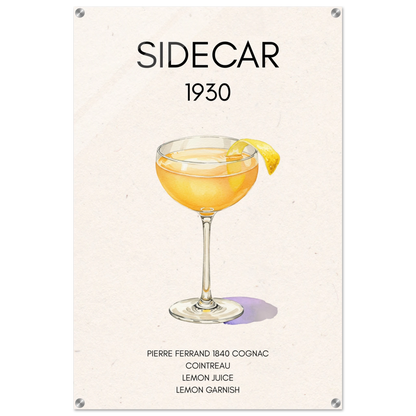 Classic Sidecar Cocktail Bar Art Print No Frame 60x90 cm 24x36″ Sleek Acrylic Print