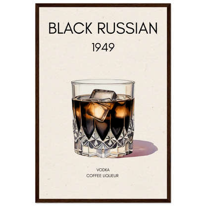 Black Russian Cocktail Bar Art Print Dark Brown Wood Frame 40x60 cm 16x24″ Museum-Quality Matte Paper Wooden Framed Poster