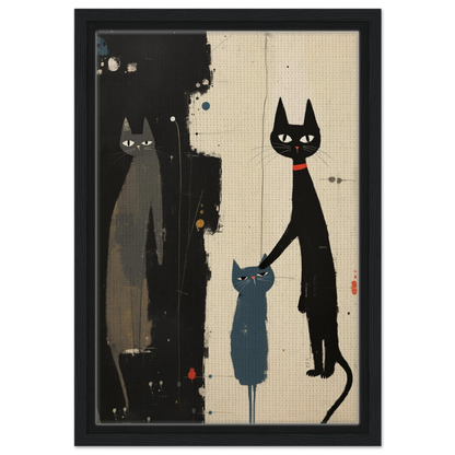 Abstract Cat Family Art Poster Print Black Wood Frame 30x45 cm 12x18″ Framed Canvas