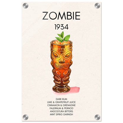 Zombie Tiki Cocktail Bar Art Print No Frame 30x45 cm 12x18″ Sleek Acrylic Print