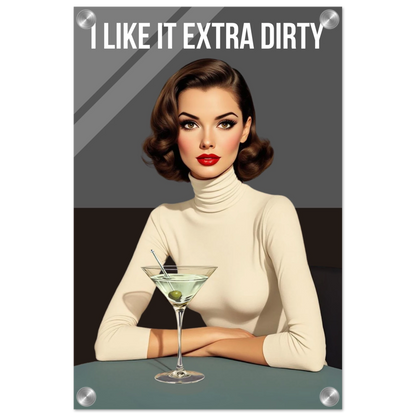 Extra Dirty Martini Cocktail Bar Art Print No Frame Sleek Acrylic Print 30x45 cm 12x18″