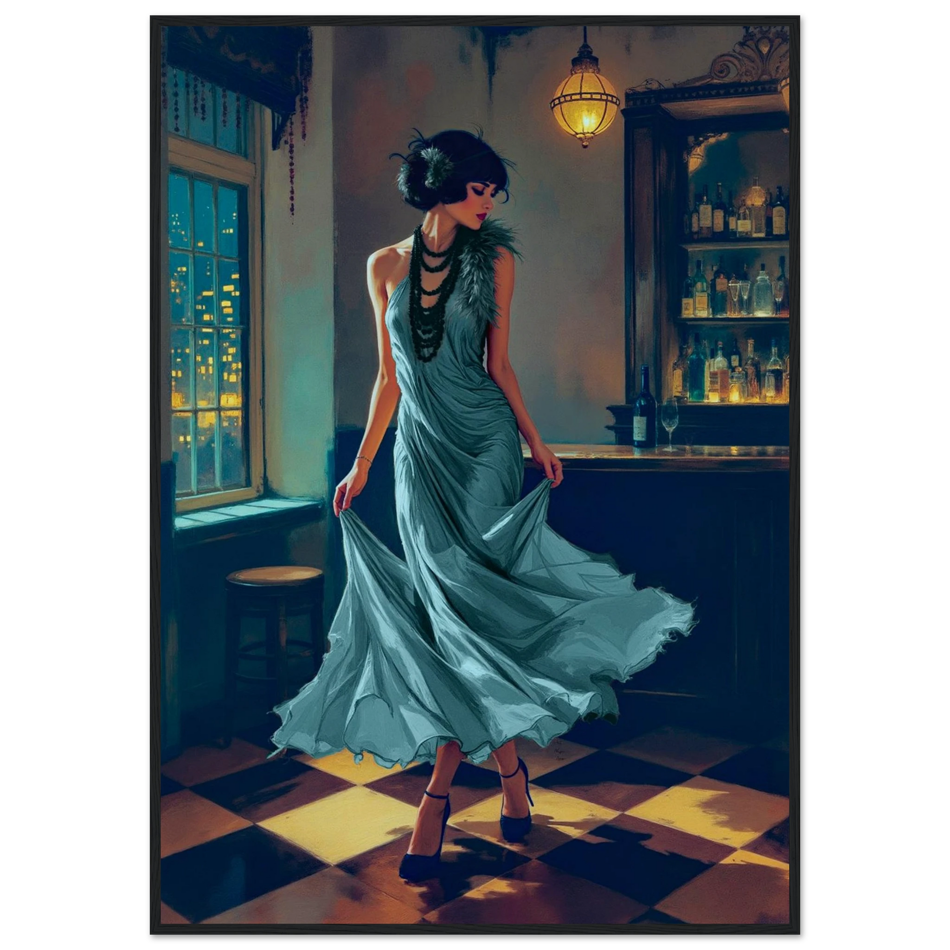 1920s Flapper Speakeasy Art Print 60x90 cm 24x36″ Gallery Wrapped Canvas No Frame