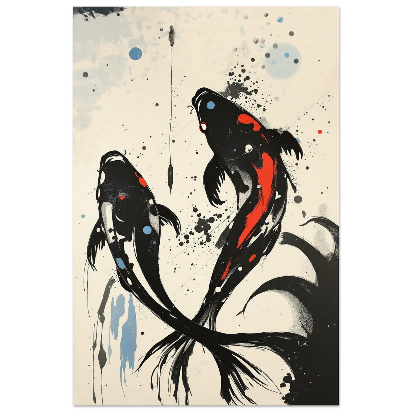 Modern Koi Fish Ocean Art Print 40x60 cm 16x24″ Sleek Acrylic Print No Frame