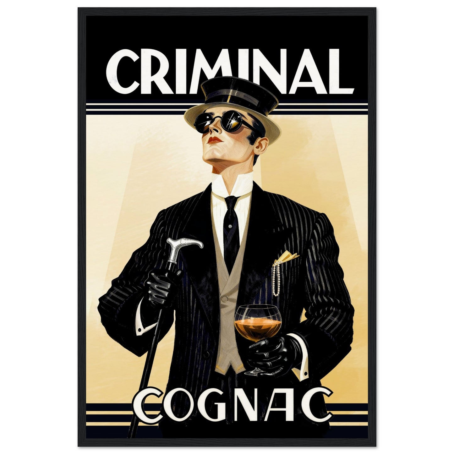 Criminal Cognac 1920s Art Deco Print 40x60 cm 16x24″ Museum-Quality Matte Framed Poster - Black Wood