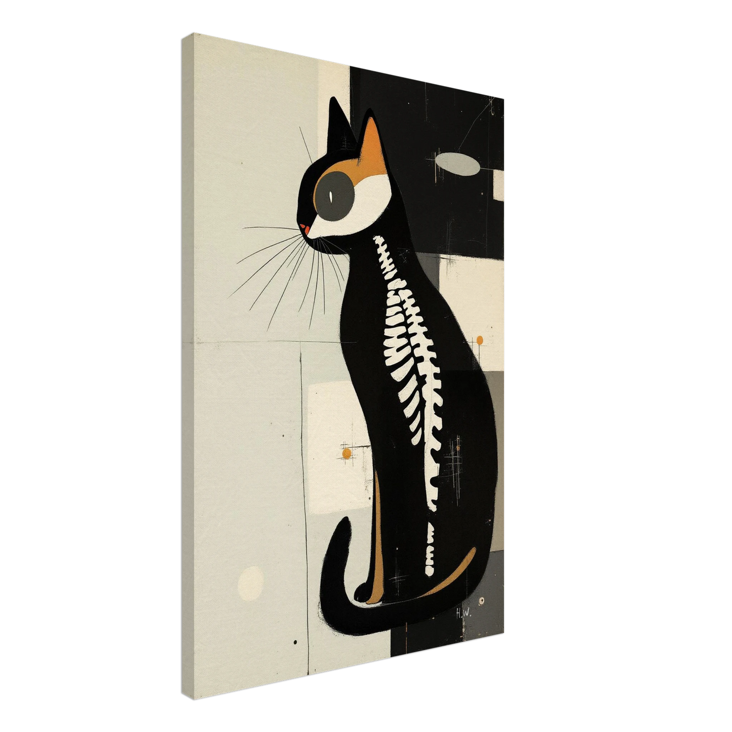 Modern Cat Skeleton Abstract Art Poster Print No Frame 60x90 cm 24x36″ Gallery Wrapped Canvas