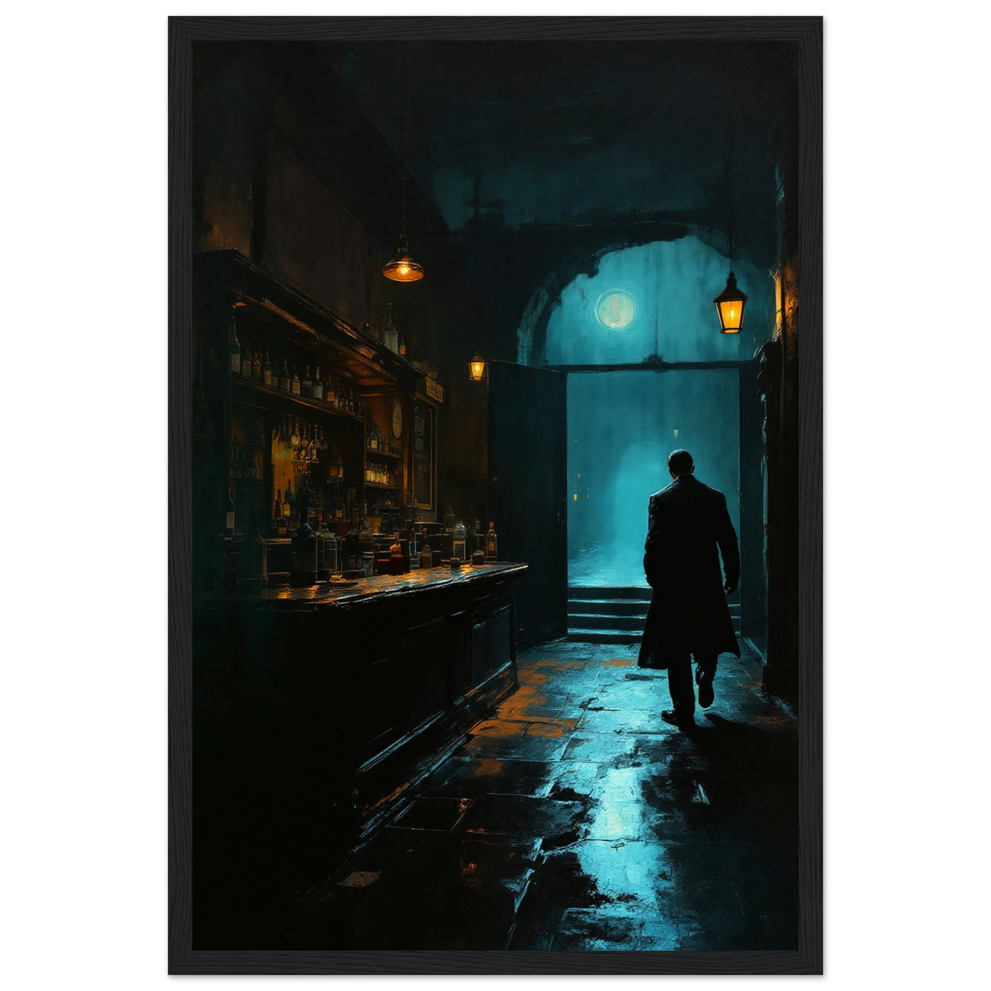 Speakeasy Prohibition Bootleg Bar Art Poster Print 30x45 cm 12x18″ Museum-Quality Matte Paper Wooden Framed Poster Black Wood Frame