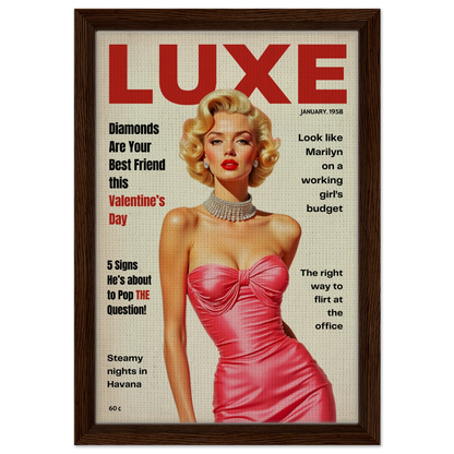 Marilyn Monroe Hollywood Glam Art Print 30x45 cm 12x18″ Framed Canvas Dark Brown Wood Frame