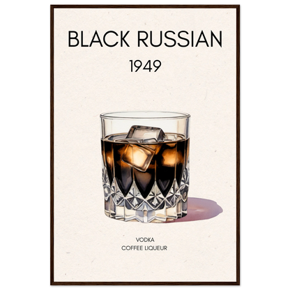 Black Russian Cocktail Bar Art Print Dark Brown Wood Frame 60x90 cm 24x36″ Premium Matte Paper Wooden Framed Poster