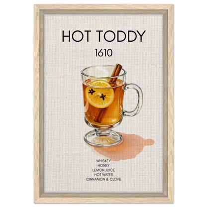 Hot Toddy Cocktail Bar Art Print Light Wood Frame 30x45 cm 12x18″ Framed Canvas