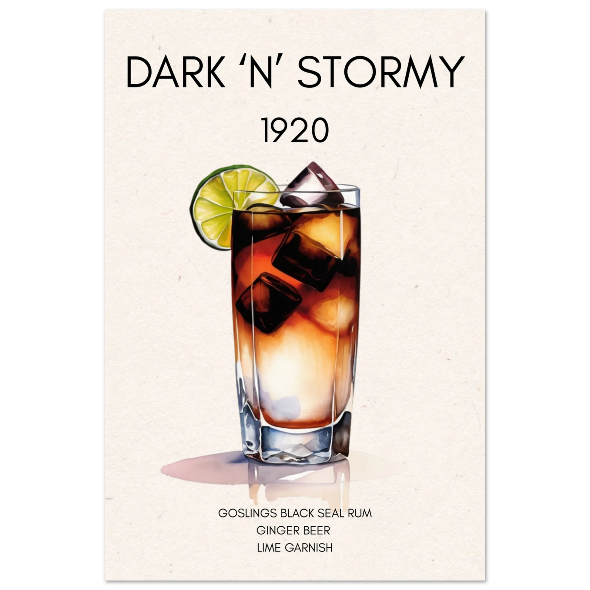 Dark n Stormy Cocktail Drink Bar Art Print No Frame 60x90 cm 24x36″ Premium Matte Paper Poster
